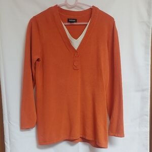 Avenue Orange V-Neck Sweater